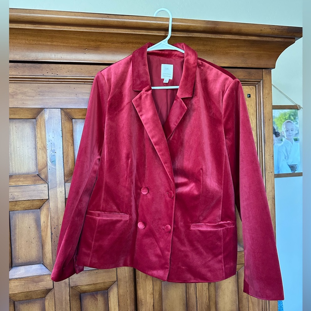 LC Lauren Conrad Rich Red Velvet Blazer